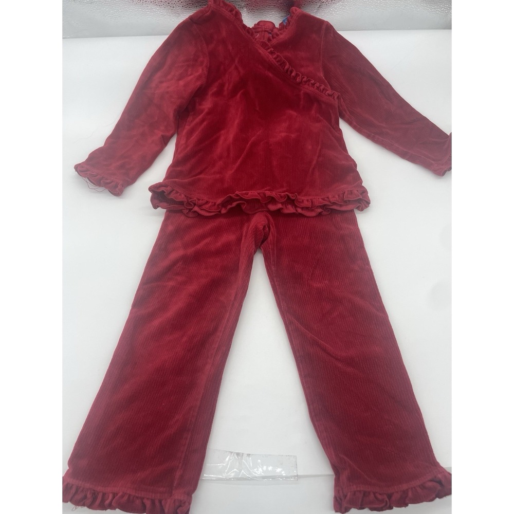 The Children's Place Red Velour Velvet Set Pajama Top Pants Girls Sz 4T Casual